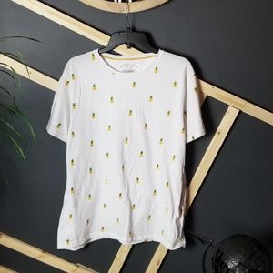 Denim And Flower Suede White Woman Large T-shirt